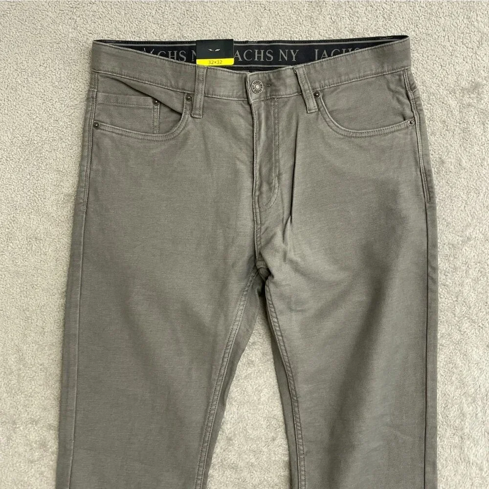 NEW Jachs NY Men's 32x32 Gray Straight Fit Flex Waistband 5-Pocket Pants
